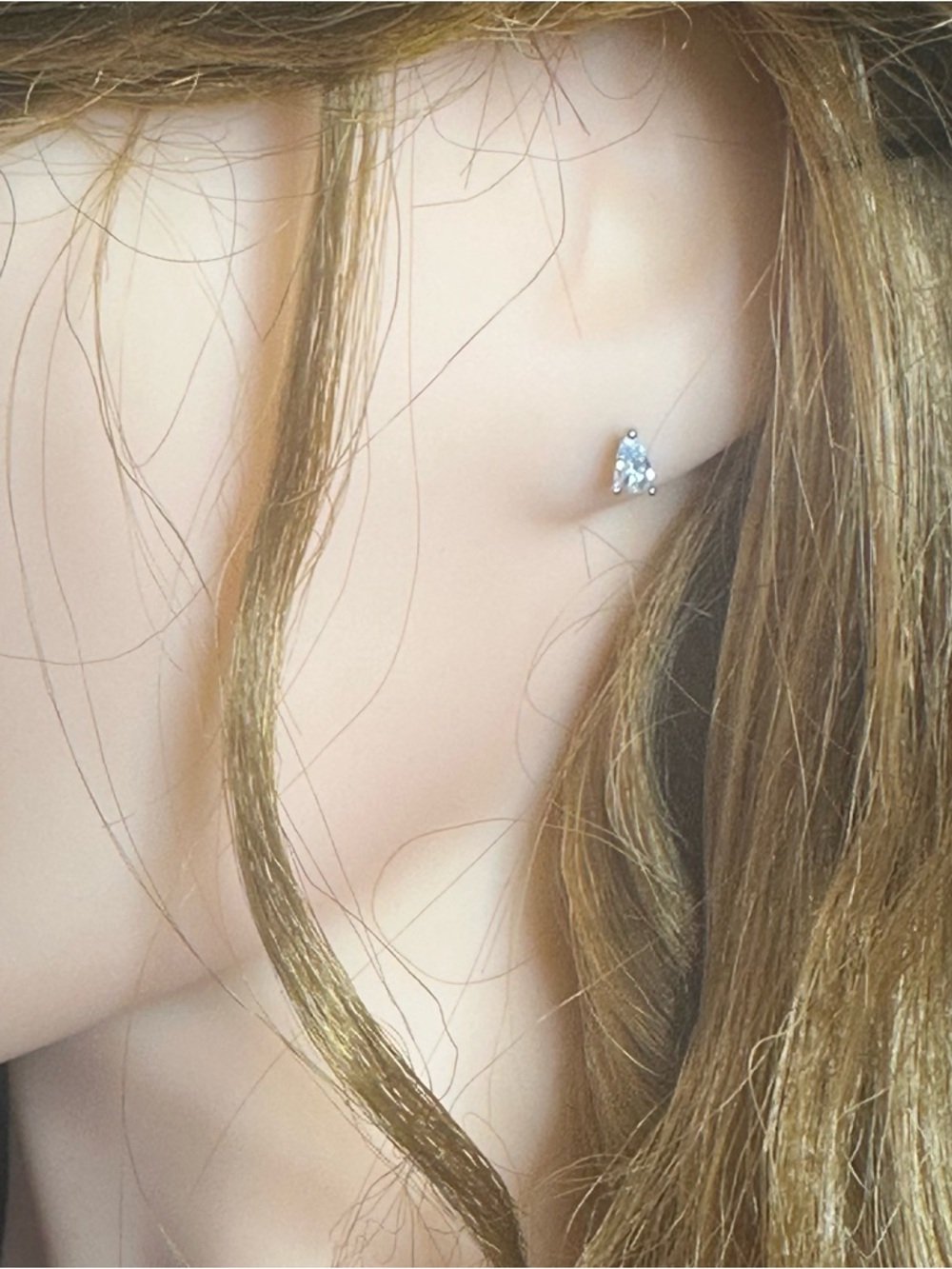 Sparkling Pear Cut Stud Earrings – Cubic Zirconia | Dainty Minimal - Picture 3 of 7
